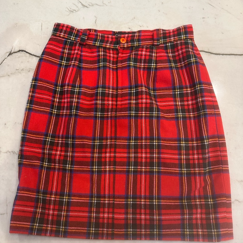 Vintage High Waisted Red Plaid Skirt